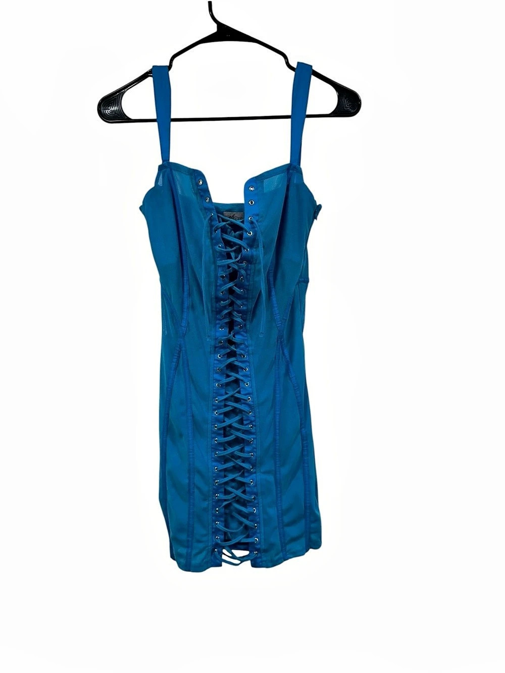 Oh Polly Blue Lace-Up Mini Dress Like New